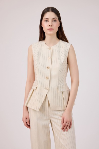 FEVER Striped Linen Vest