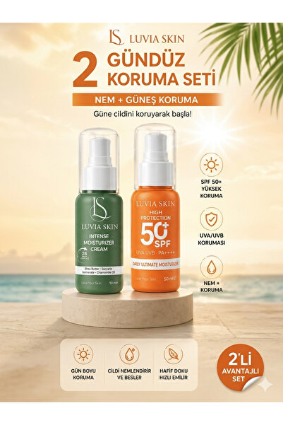 Luvia Skın Yoğun Nemlendirici + Güneş Kremi SPF 50+ ; Günlük Koruma Ve Nemlen...