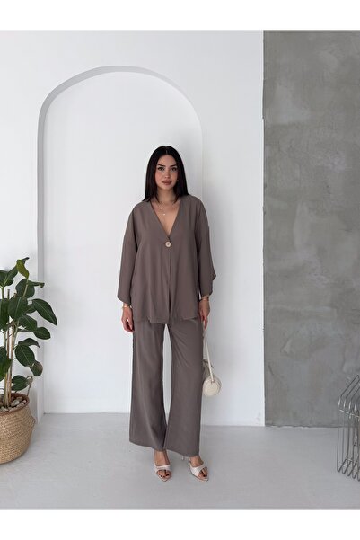 Pukka Kadın Modal Kumaş Yarasa Kol Kimono İkili Takım