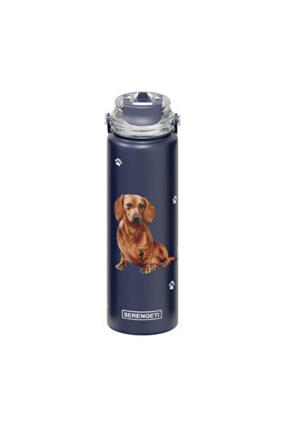 E&S Pets زجاجة ماء معزولة بجدار مزدوج مطبوع عليها صورة كلب داشهند أحمر سعة 24...