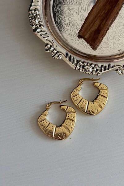 Lavian Accessories Odina Gold Detay Etnik Çelik Küpe