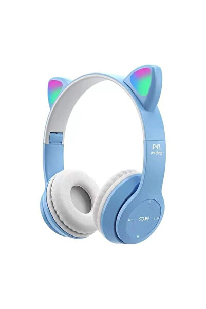 kruxon Kedi Kulaklı Bluetooth Kablosuz Kulaklık RGB Işıklı AUX Destekli