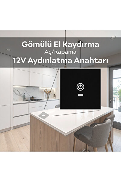 MELKO Mobilya Gömülü 12V El Kaydırma Sensörlü Aydınlatma Anahtarı