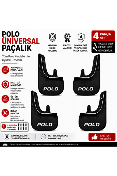 CarEste Volkswagen Polo Uyumlu Üniversal Paçalık Seti 4 Parça Esnek Çamurluk ...