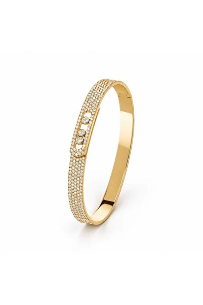 neslyaccessories Gold Messi Stone Cuff Bracelet