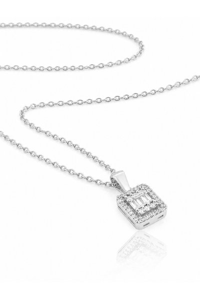 Nutly Accessories Baguette Stone Necklace Women's Steel Necklace Minimal Elegant Square Necklace Stylish Non-Tarnish Necklace