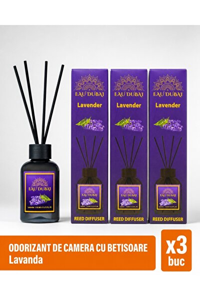Eau Dubai Set 3x Difuzoare cu Parfum Aromatic pentru Camera, EAU DUBAI, Lavan...