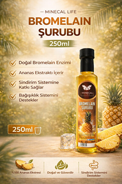 Minecal Life Bromelain Şurubu 250 ml – Ananas Ekstraktlı Doğal Bromelain Enzi...