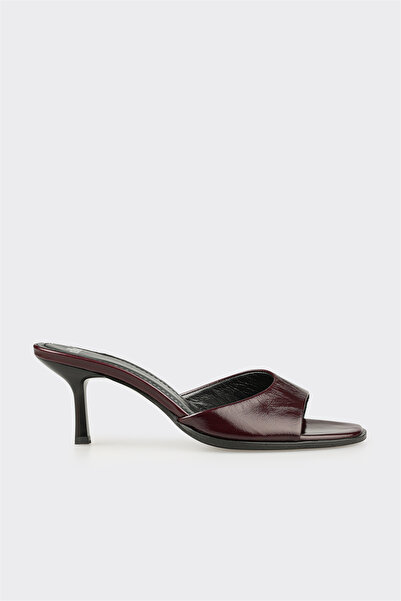 Elle Shoes Bordo Deri Kadın Terlik