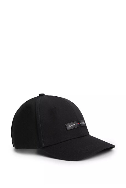 Tommy Hilfiger Erkek Logo Etiketli Pamuklu Kanvas Siyah Şapka