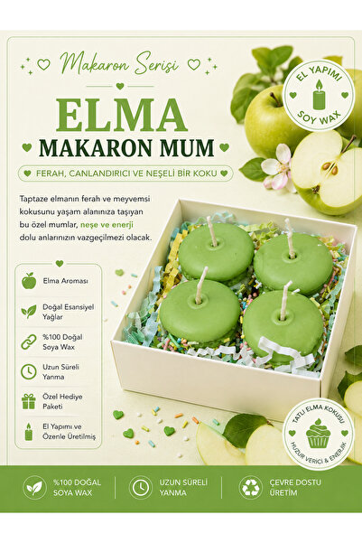 🍏 Elma Kokulu Makaron Görünümlü Dekoratif Mum Seti