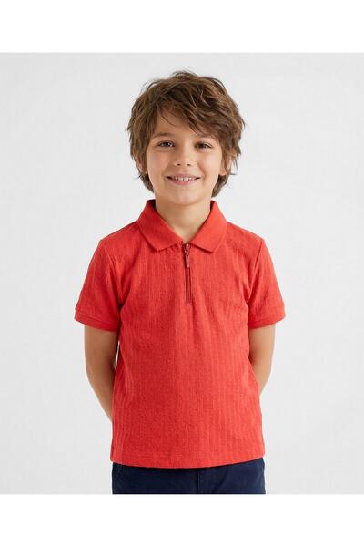Pine kids Knit Half Sleeves Solid T-Shirt - Red