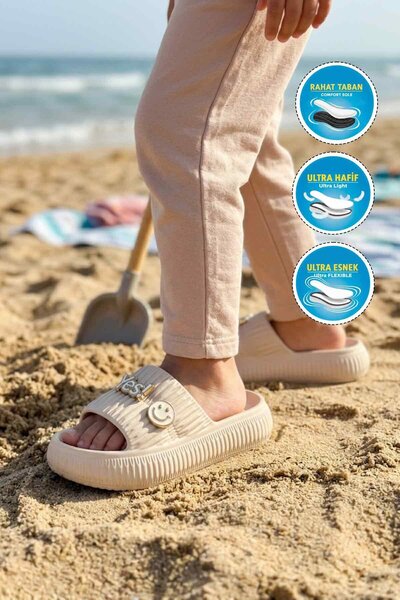 AYAKMOD Ecru Light Flexible Eva Girls' Slippers 292 F-P
