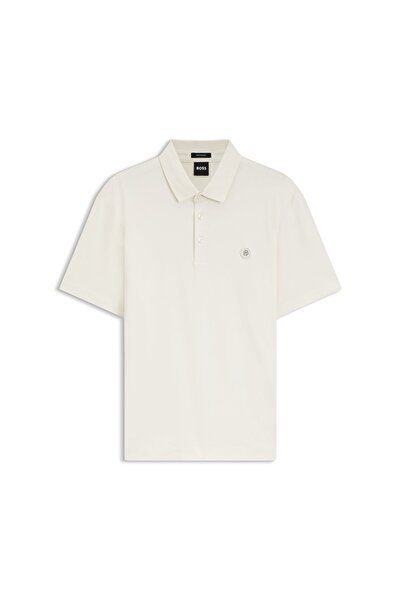 BOSS Merserize Pamuktan,Monogram Detaylı Polo Yaka Tişört