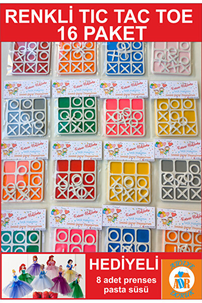 Atölye Doruk 16 PAKET Karne Hediyeleri TIC-TAC-TOE Strateji Oyunu Ahşap Renkl...