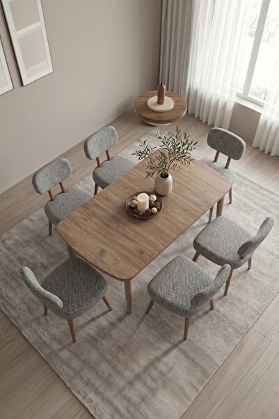 Rovena HOPİİ Bohem MDF 80x132 Açılabilir Mutfak Masası Takımı Dogal Ahşap Des...