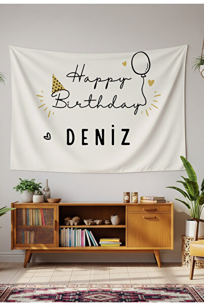 GREENDECOR Kişiye Özel Doğum Günü Duvar Örtüsü İyi ki Doğdun Happy Birthday İ...