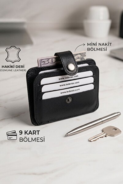 Lederax Hakiki Deri Minimalist Çıtçıtlı Kartlık Cüzdan LD665