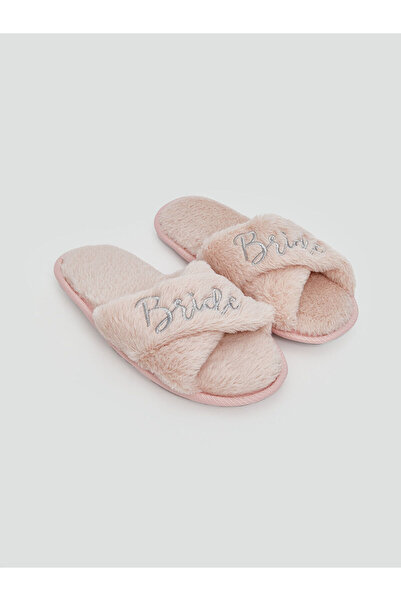 LC Waikiki Vizyon New Season Barbie Embroidered Women's Plush House Slippers