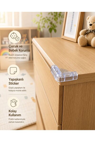 MORLİDO 4 Adet Bebek Çocuk Masa Kenar Köşe Koruyucu Köşe Koruyucu 4 Adet