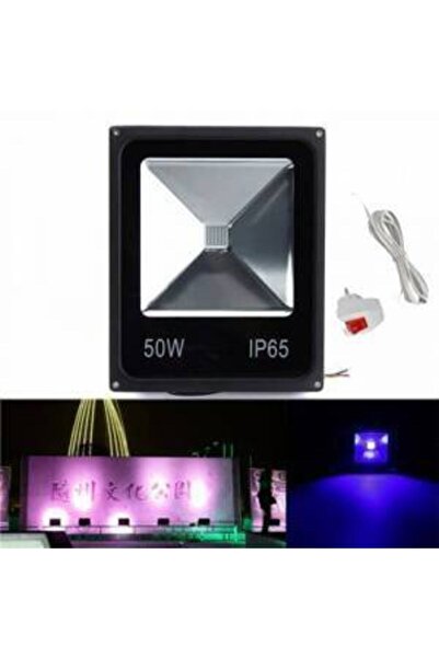 LEDONLİNE 50w Uv Led Ultraviyole Projektör 395nm Mor Işık 5 metre Fişli Kablo