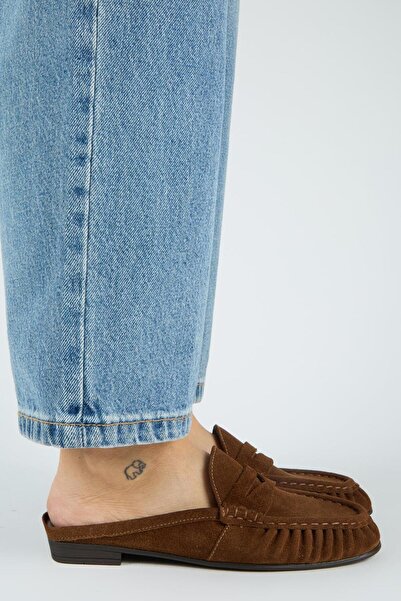 Manijero Zuleyka Women's Genuine Leather Pleated Loafer Tan Slippers