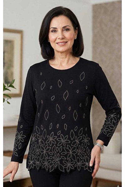 Aylin New Season Stone Embellished Combed Cotton Blouse
