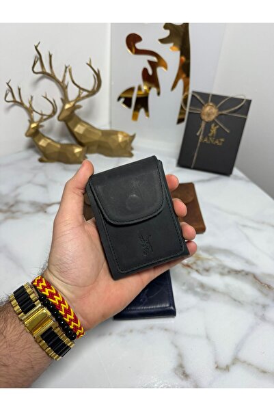 SANAT 100% Genuine Crazy Leather Magnetic Hand-Sewn Minimalist Wallet