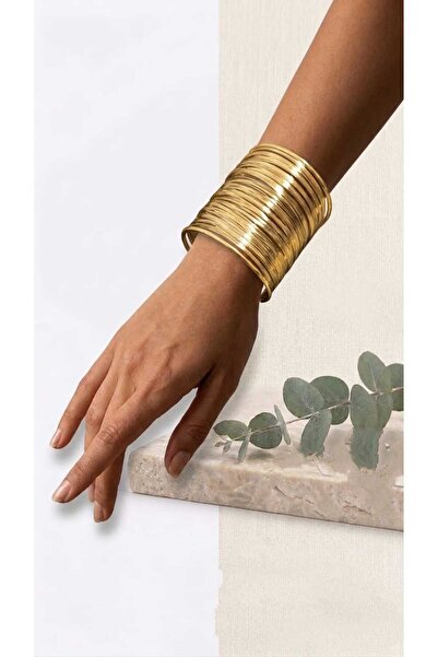 Arboninta Steel Women's Wire Cuff Adjustable Gold Color Stainless Steel Bracelet