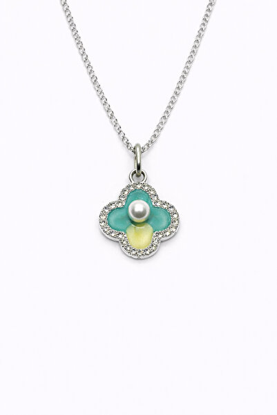 MakeWell Zircon Stone Heart Pendant with Pink Bow Detail Silver Color Stylish...