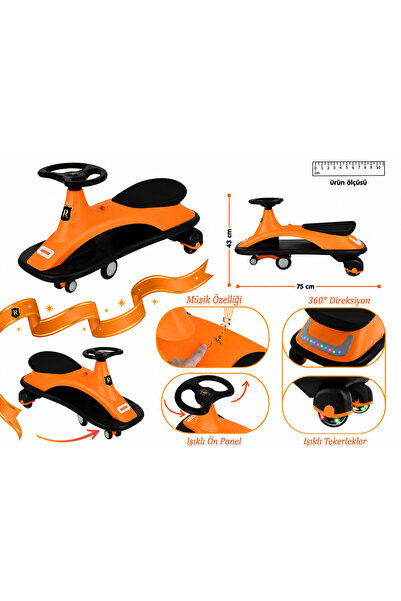 Rita Işıklı Müzikli Direksiyonlu Swing Car Çocuk Arabası 360° Dönen Sessiz Te...