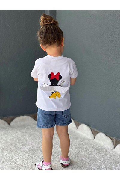 GÜL Baby Kız Çocuk Arkası Kanatlı Kot Şortlu Takım