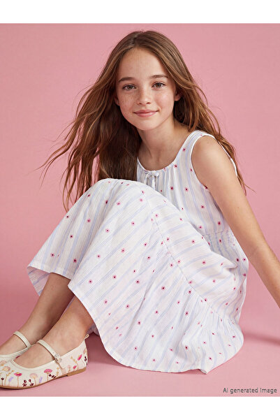 LC Waikiki Square Collar Embroidered Girl's Dress