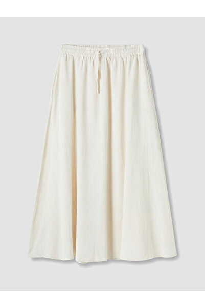 LC Waikiki Elastic Waist Linen Blend Flared Skirt
