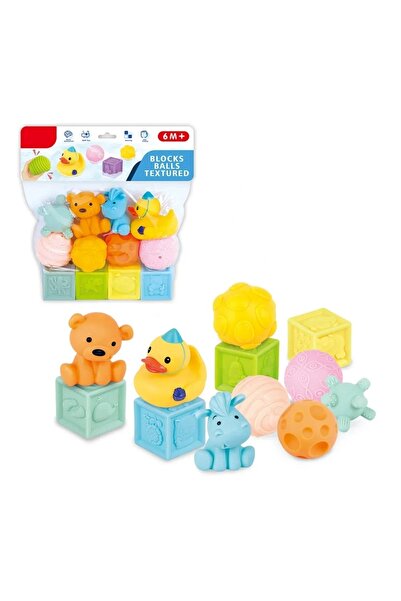 Junios Комплект от 12 сензорни и банни играчки, животни, кубчета и топки