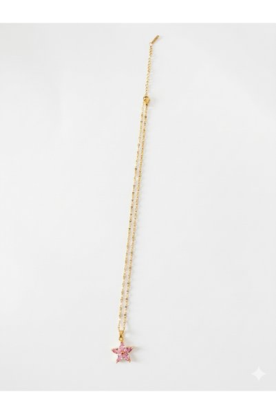 MAREM Flower Patterned Gold Color Necklace