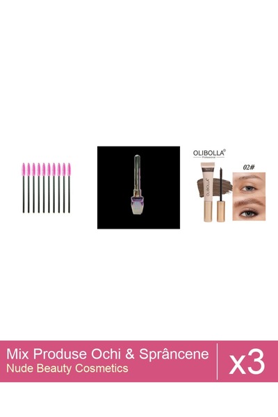 Makeup Set Mix 3 produse Rimel Sprancene: Rimel sprancene Olibolla #02 Taupe,...