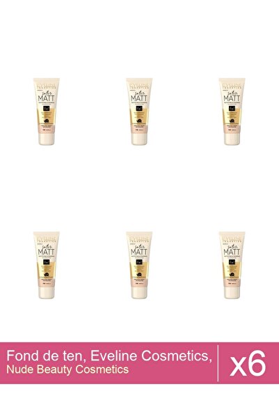 Makeup Set 6x Fond de ten, Eveline Cosmetics, Satin Matt, 102 Vanilla, 30 ml