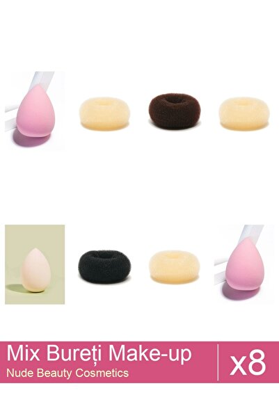 Makeup Set Mix 8 produse Bureti: Burete coc blond - 9 cm diametru, Burete ext...