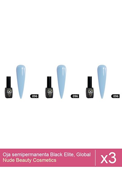 Makeup Set of 3x Black Elite semi-permanent nail polish, Global Fashion 8 ml,...