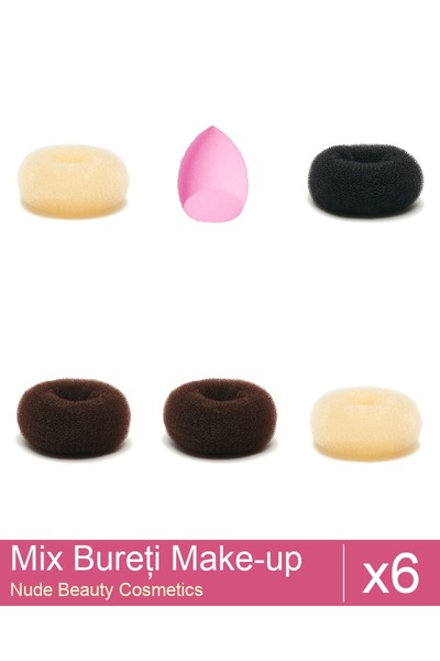 Makeup Set Mix 6 products Sponges: Blonde bun sponge - 11 cm diameter, Brown ...