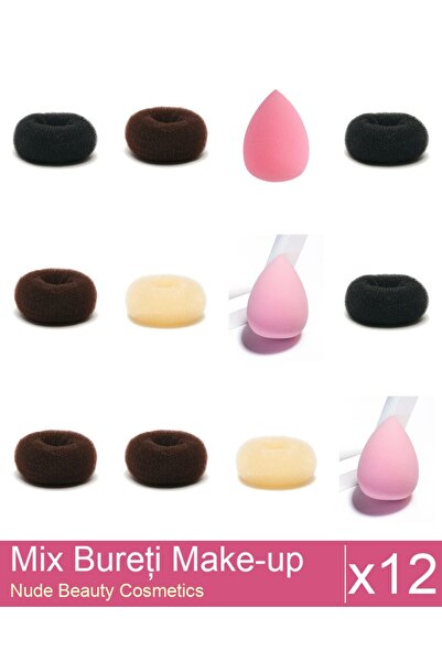 Makeup Set Mix 12 produse Bureti: Burete coc blond - 7 cm diametru, Burete co...