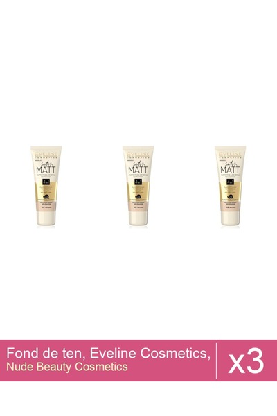 Makeup Set 3x Fond de ten, Eveline Cosmetics, Satin Matt, 103 , 30 ml