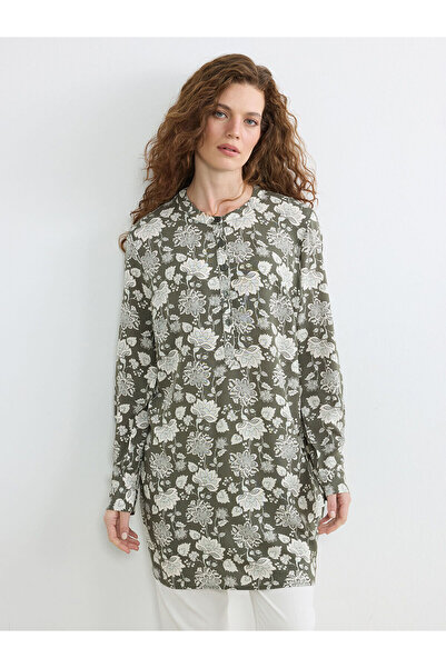 LC Waikiki Vizyon New Season Hakim Collar Floral Women's Tunic