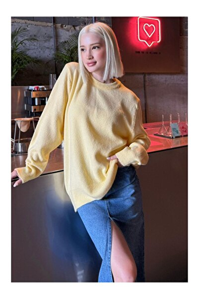 LC Waikiki Nevavm Yellow Oval Collar Women's Knitwear Sweater Mg2494