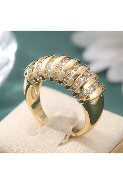 Choice4 7 Gold-color B454 Luxury Classic Inlaid Synthetic Zirconia Golden Pla...