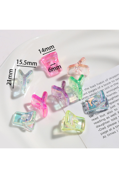 Choice4 5PCS Y 5Pcs Mixed Color Clear Acrylic Letter Beads Loose Beads For Je...