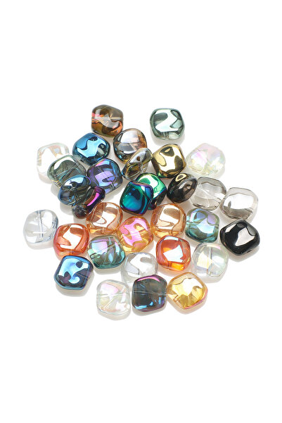 Choice3 ddhs mixed 20Pcs 12MM Irregular Square Crystal Glass Beads Loose Char...