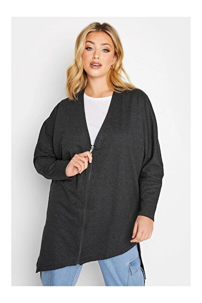 LC Waikiki Nevavm with a Difference Plus Size Asymmetrical Cut Zipper Long Sl...