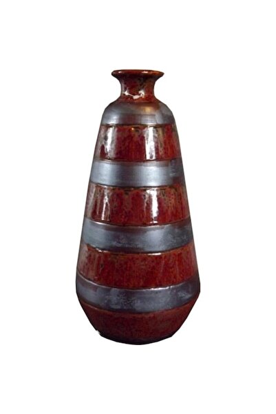 Goliat decorative vase, 36x16cm, striped design, made of stone, brown color